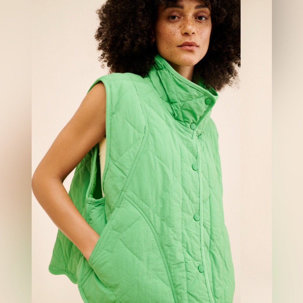 FP Movement by Free People Bright Green Quilted Vest
